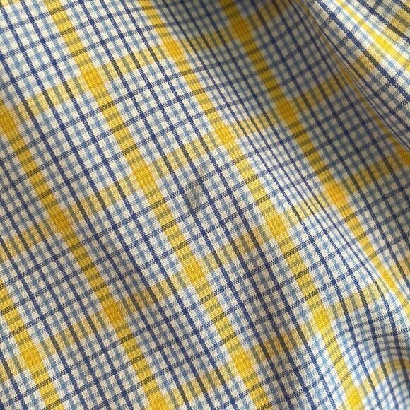 Overton yellow, blue & white check wrinkle resistant cotton short sleeve shirt - Picture 9 of 9